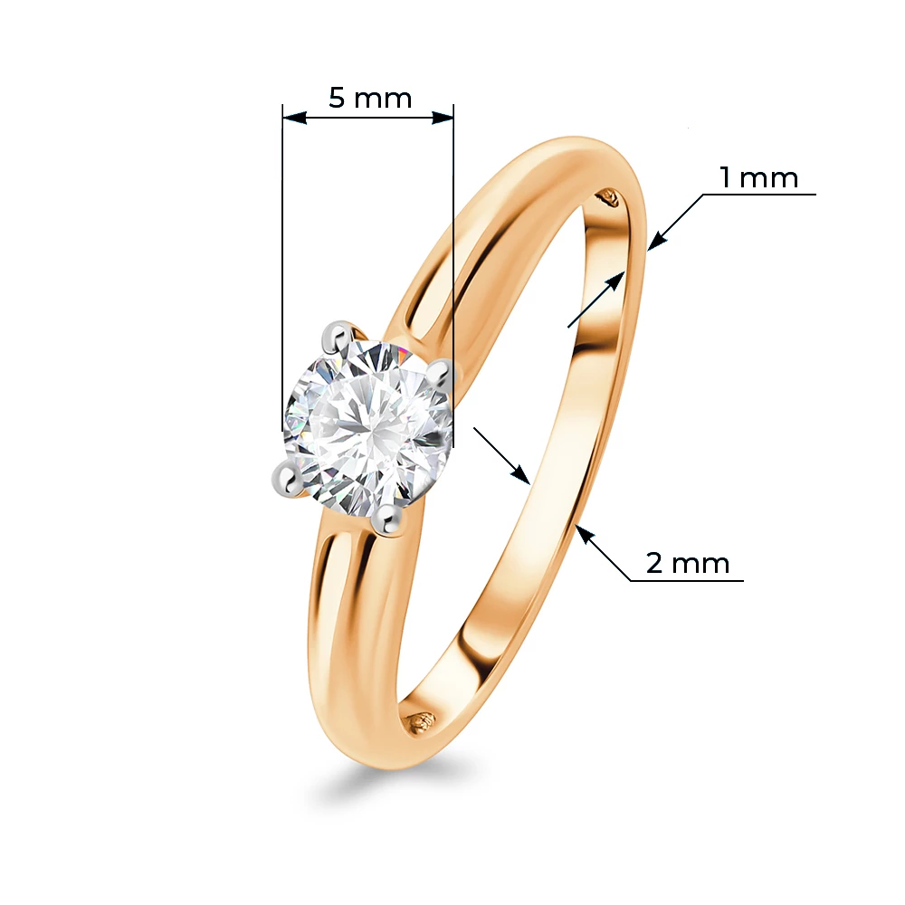 Кольцо с муассанитом из красного золота 585 пробы Кольцо с муассанитом из красного золота 585 пробы