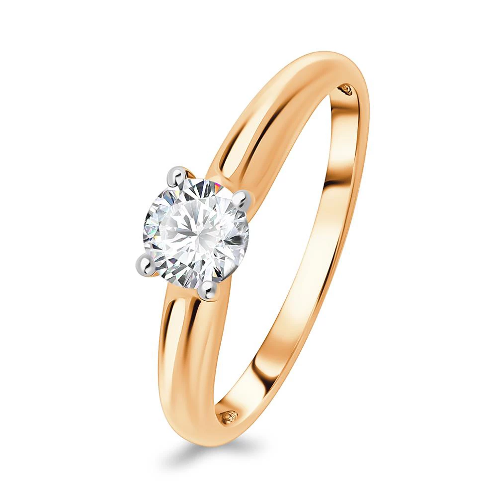 Кольцо с муассанитом из красного золота 585 пробы Кольцо с муассанитом из красного золота 585 пробы