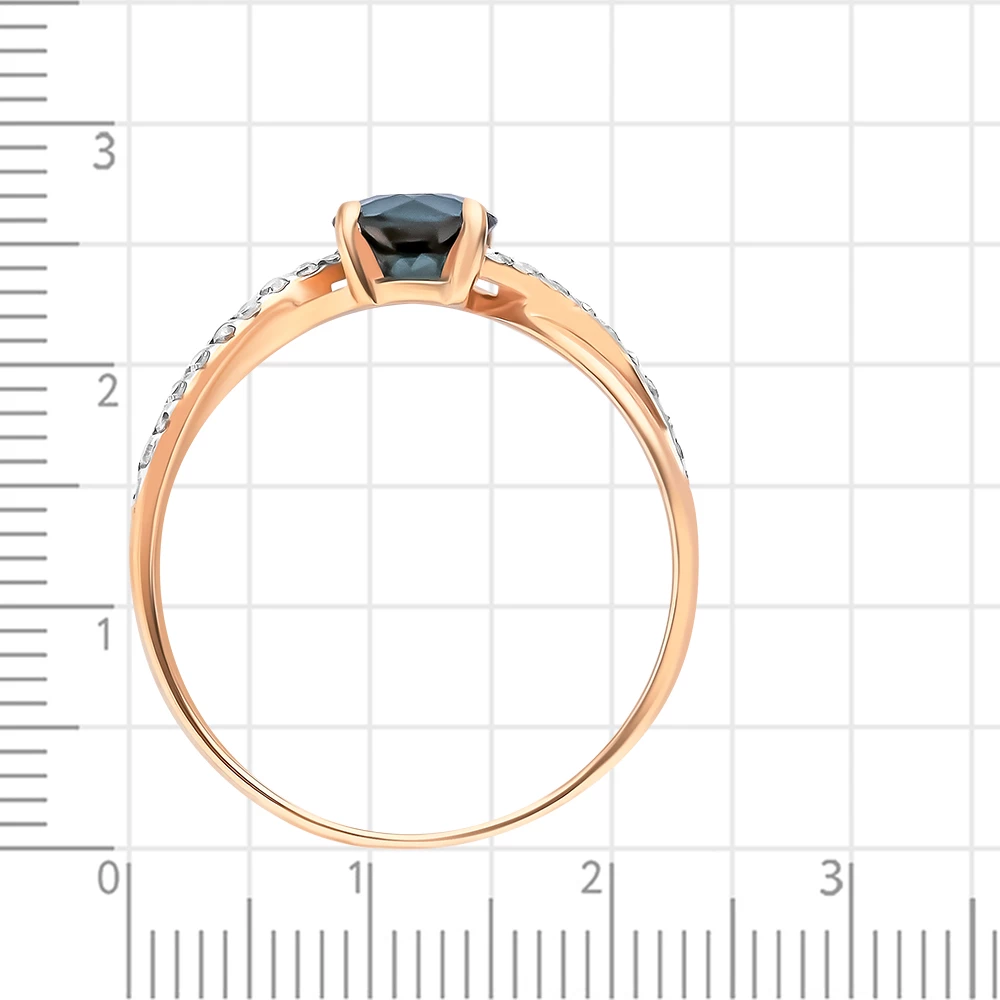 Кольцо с сапфирами и бриллиантами из красного золота 585 пробы 2