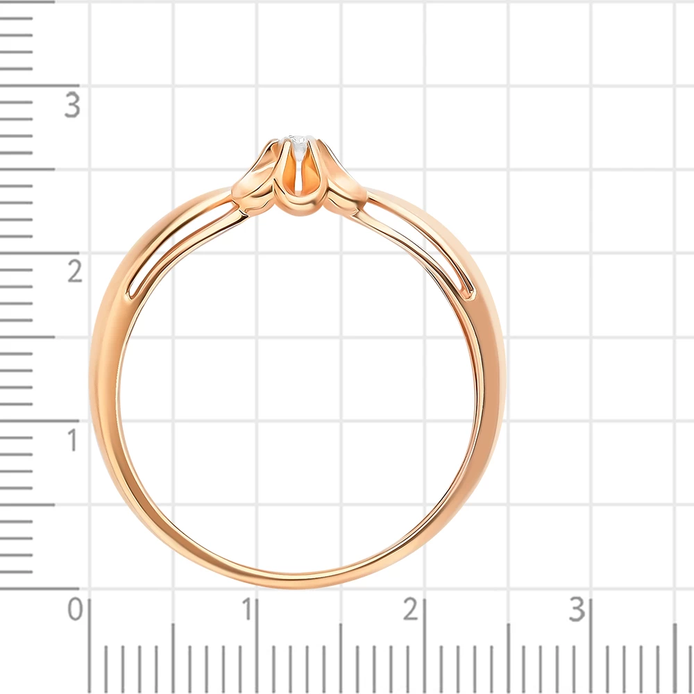 Кольцо с бриллиантом из красного золота 375 пробы