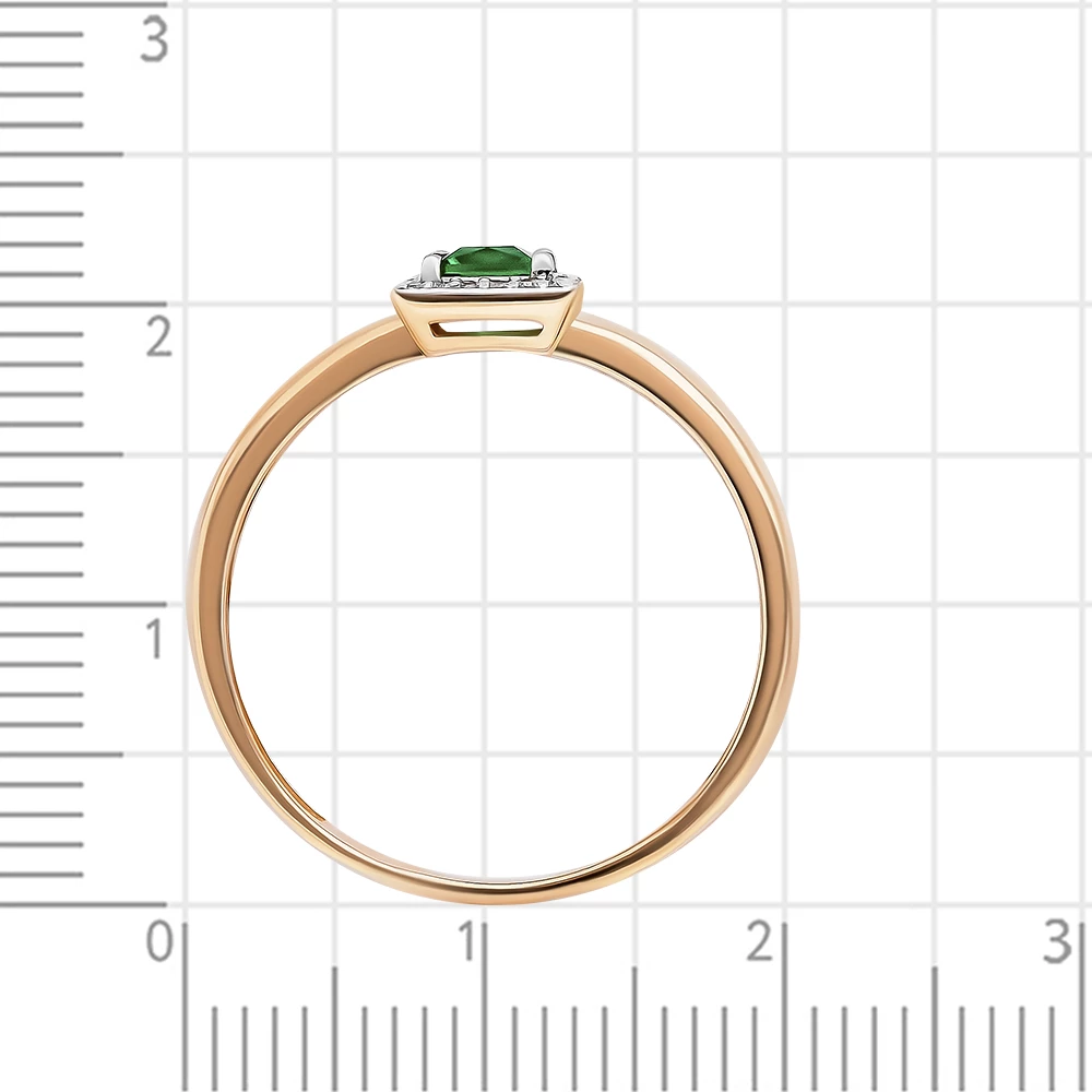 Кольцо с гидротермальными изумрудами и бриллиантами из красного золота 375 пробы 3