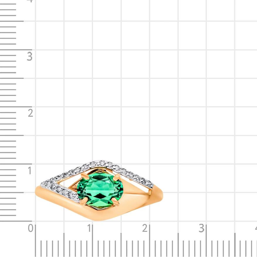 Кольцо с гидротермальными изумрудами и бриллиантами из красного золота 375 пробы 2