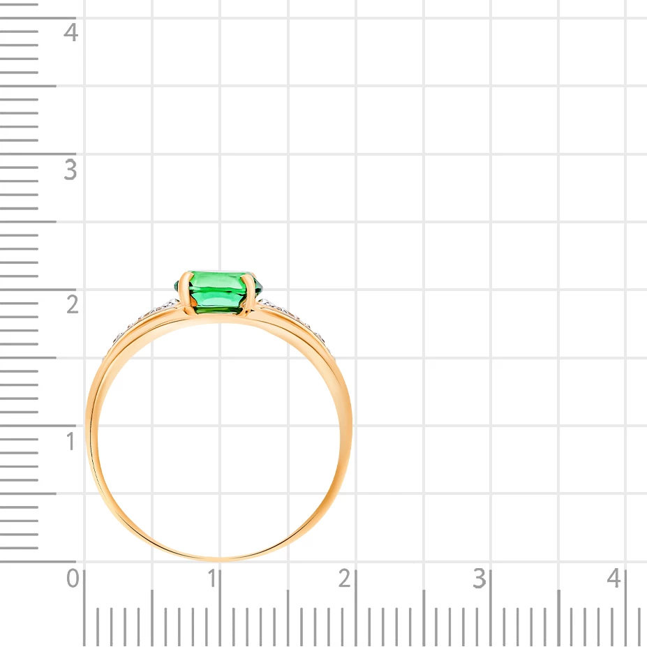 Кольцо с гидротермальными изумрудами и бриллиантами из красного золота 375 пробы 3