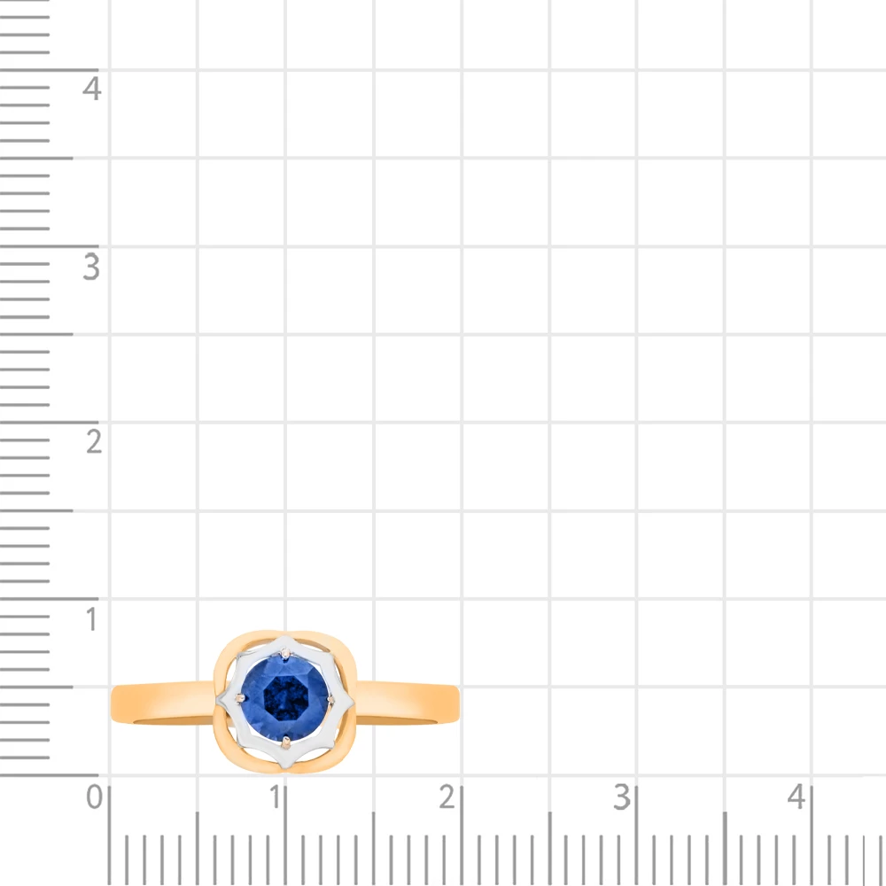Кольцо с сапфиром синтетическим из красного золота 585 пробы 2