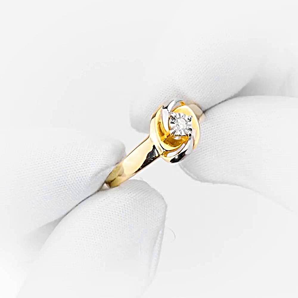 Кольцо с бриллиантом из красного золота 585 пробы 1