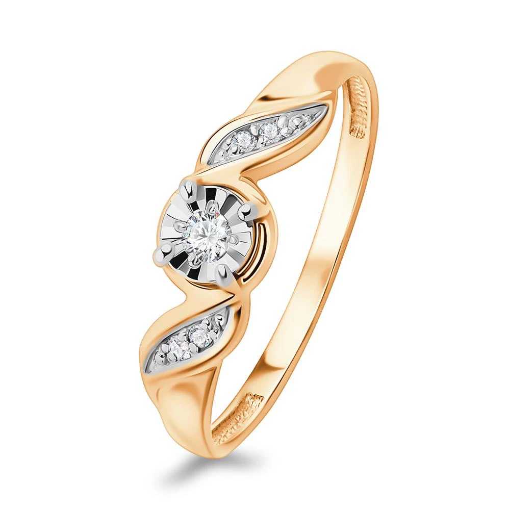 Кольцо с бриллиантами из красного золота 585 пробы Кольцо с бриллиантами из красного золота 585 пробы