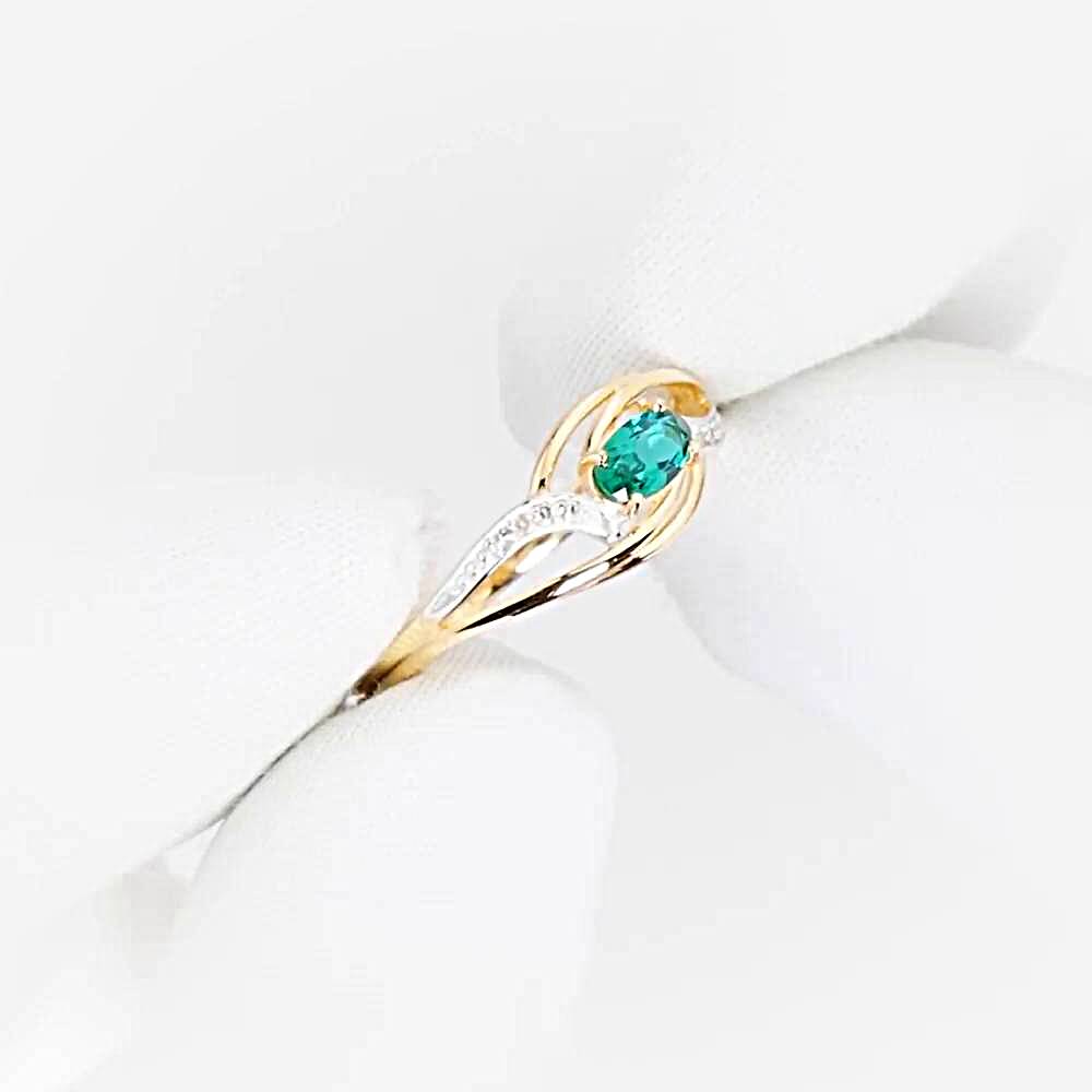 Кольцо с гидротермальным изумрудом и бриллиантами из красного золота 585 пробы 1