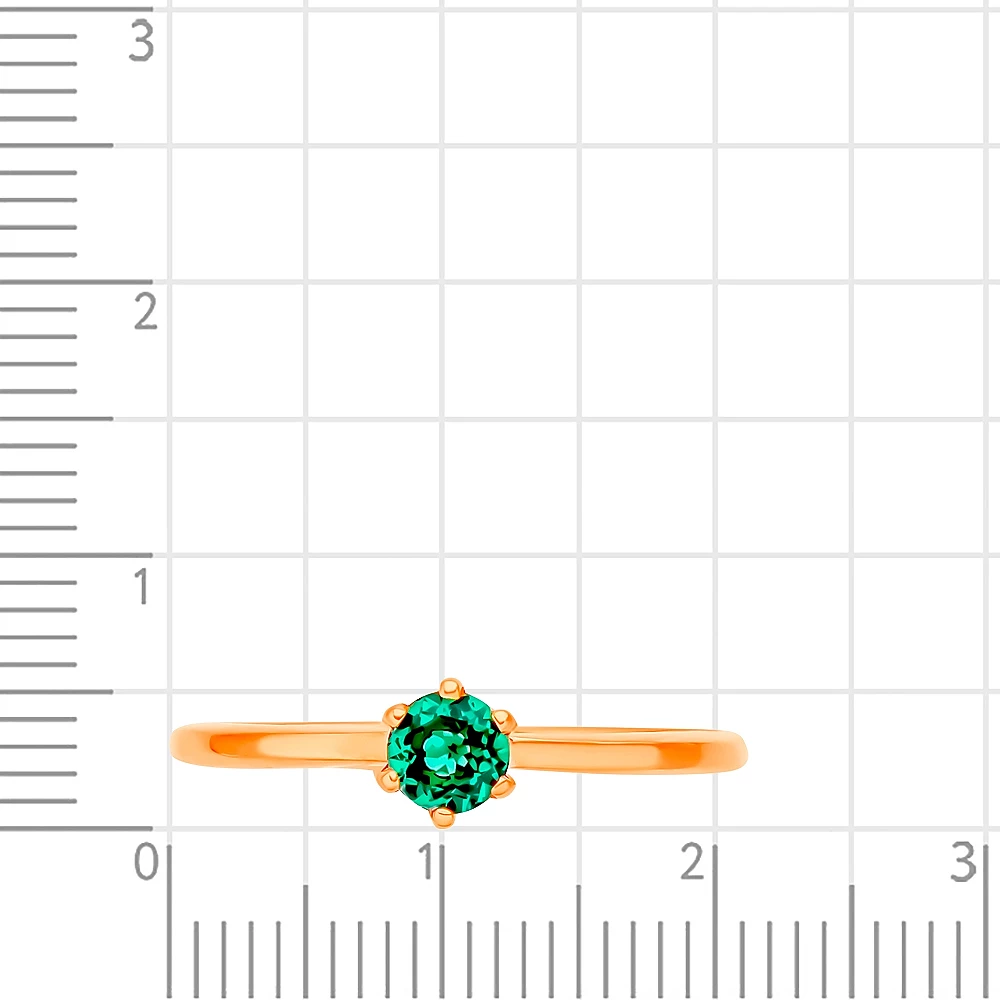 Кольцо с гидротермальным изумрудом из красного золота 585 пробы 2