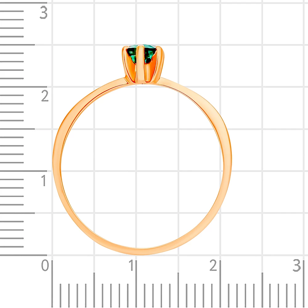 Кольцо с гидротермальным изумрудом из красного золота 585 пробы 3