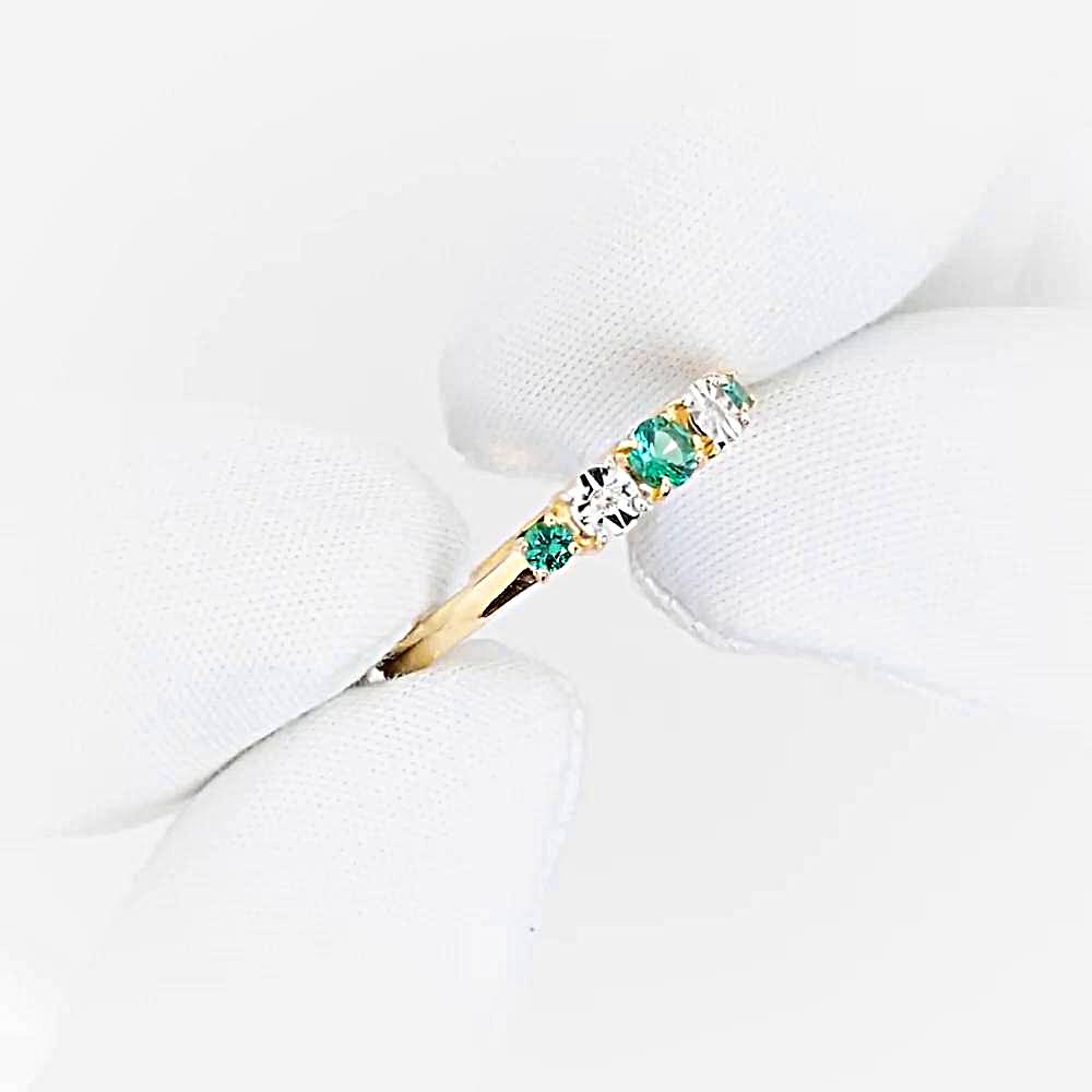 Кольцо с гидротермальным изумрудом и бриллиантами из красного золота 585 пробы 1