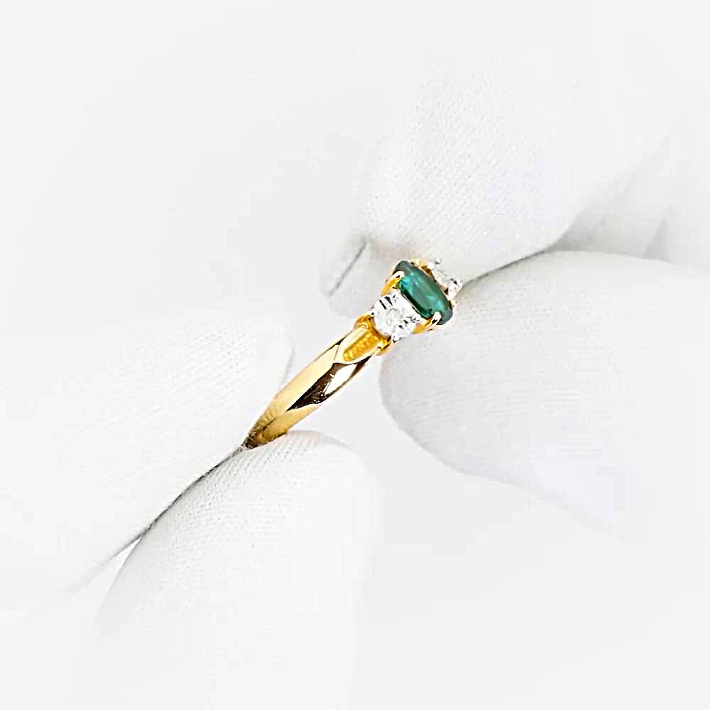 Кольцо с гидротермальным изумрудом и бриллиантами из красного золота 585 пробы 1