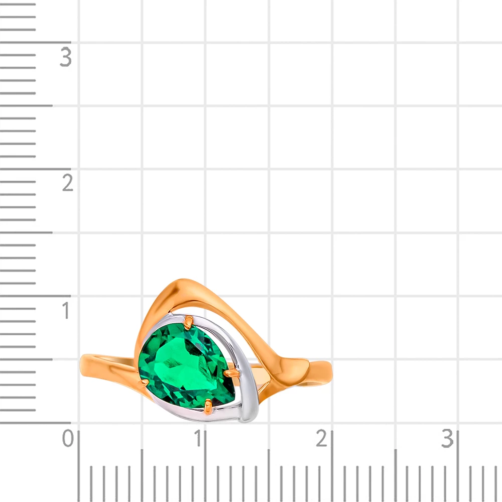 Кольцо с гидротермальным изумрудом из красного золота 585 пробы 2