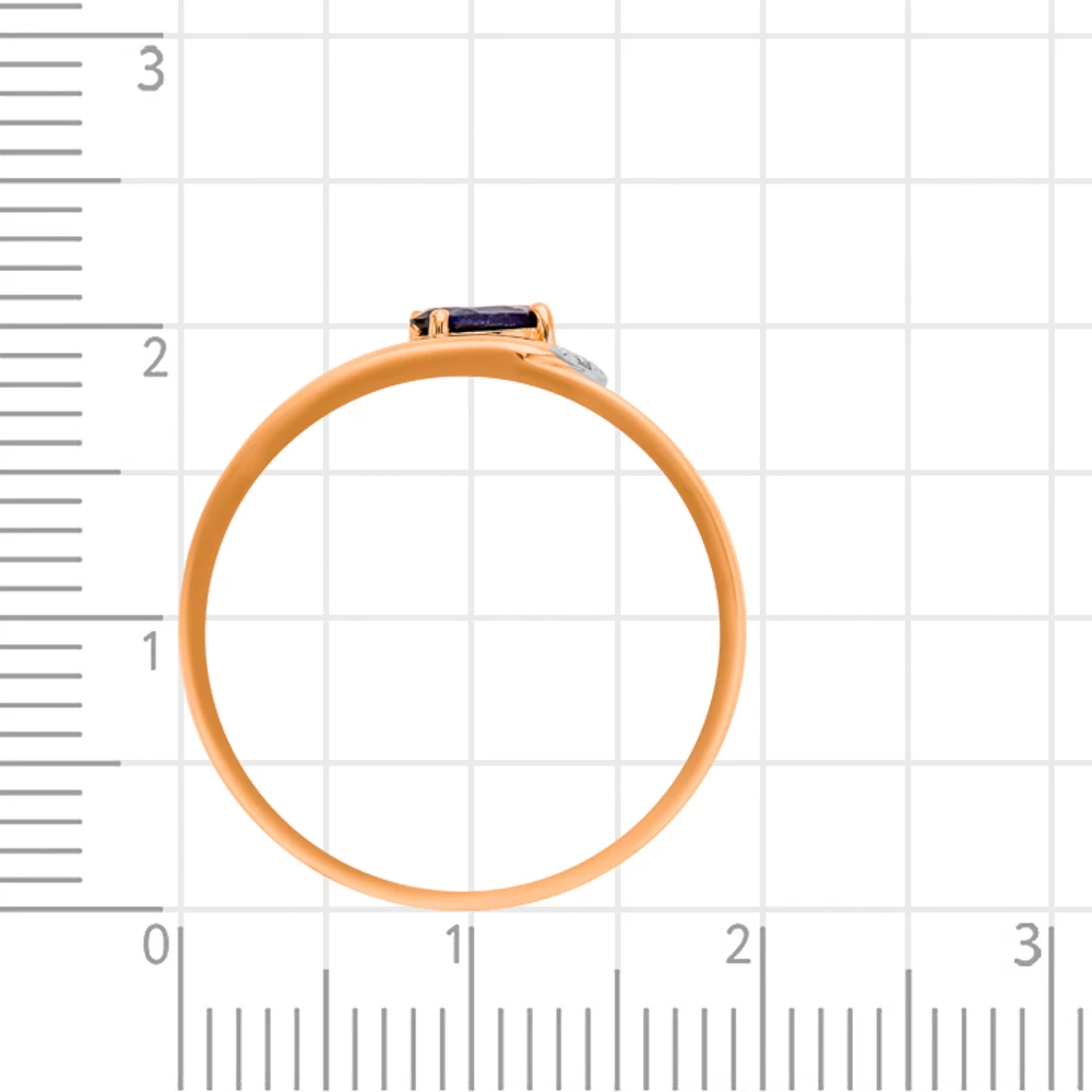 Кольцо с сапфиром синтетическим и бриллиантами из красного золота 585 пробы 3