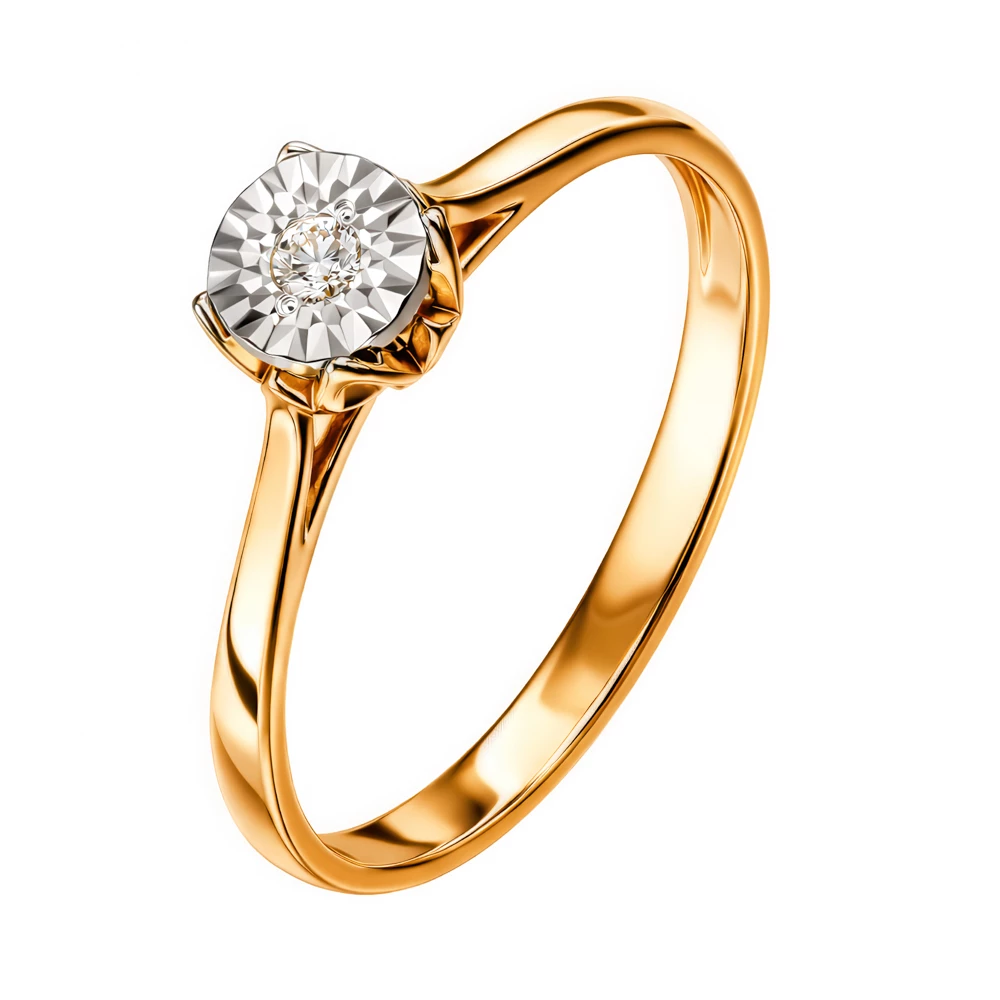 Кольцо с бриллиантом из красного золота 585 пробы