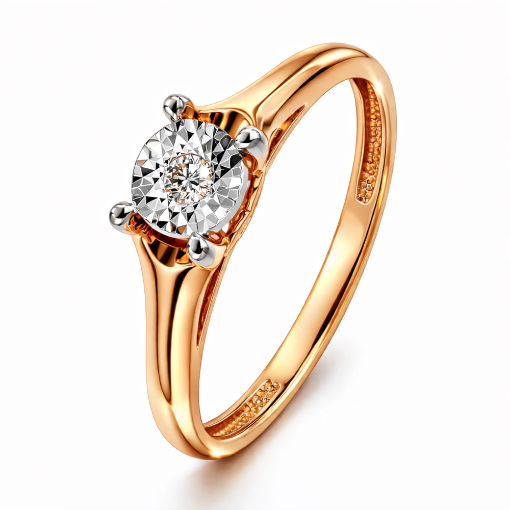 Кольцо с бриллиантом из красного золота 585 пробы