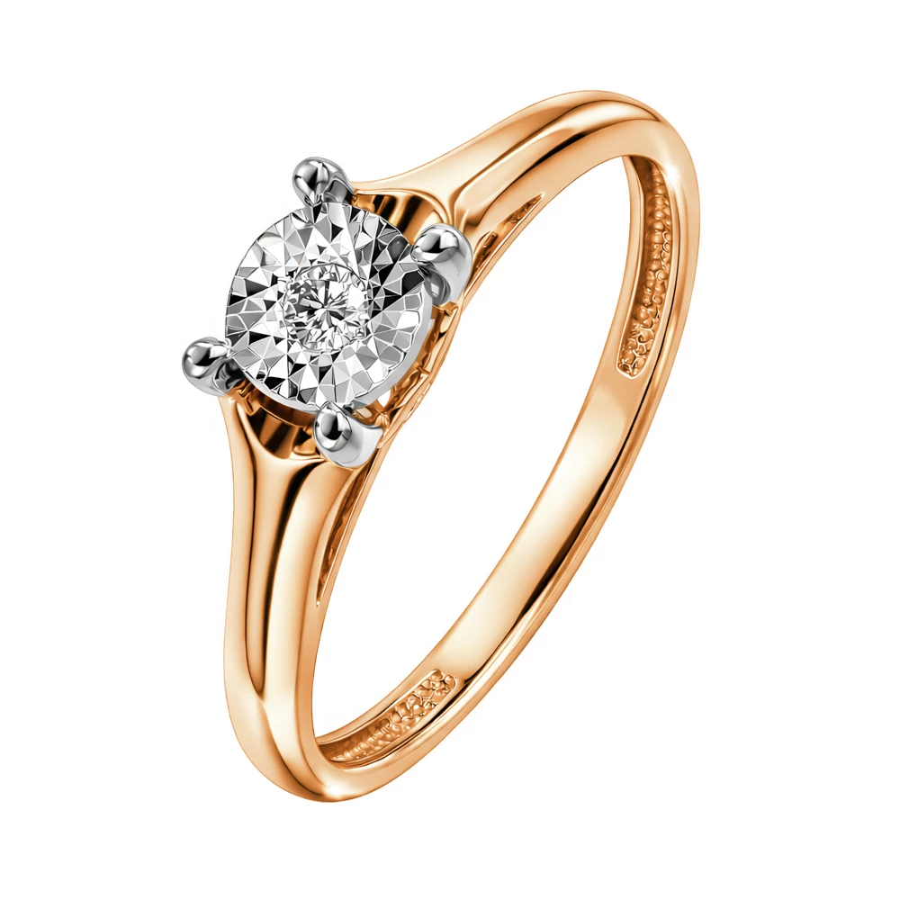 Кольцо с бриллиантом из красного золота 585 пробы