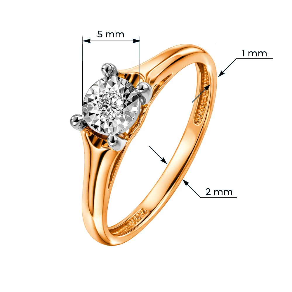 Кольцо с бриллиантом из красного золота 585 пробы Кольцо с бриллиантом из красного золота 585 пробы