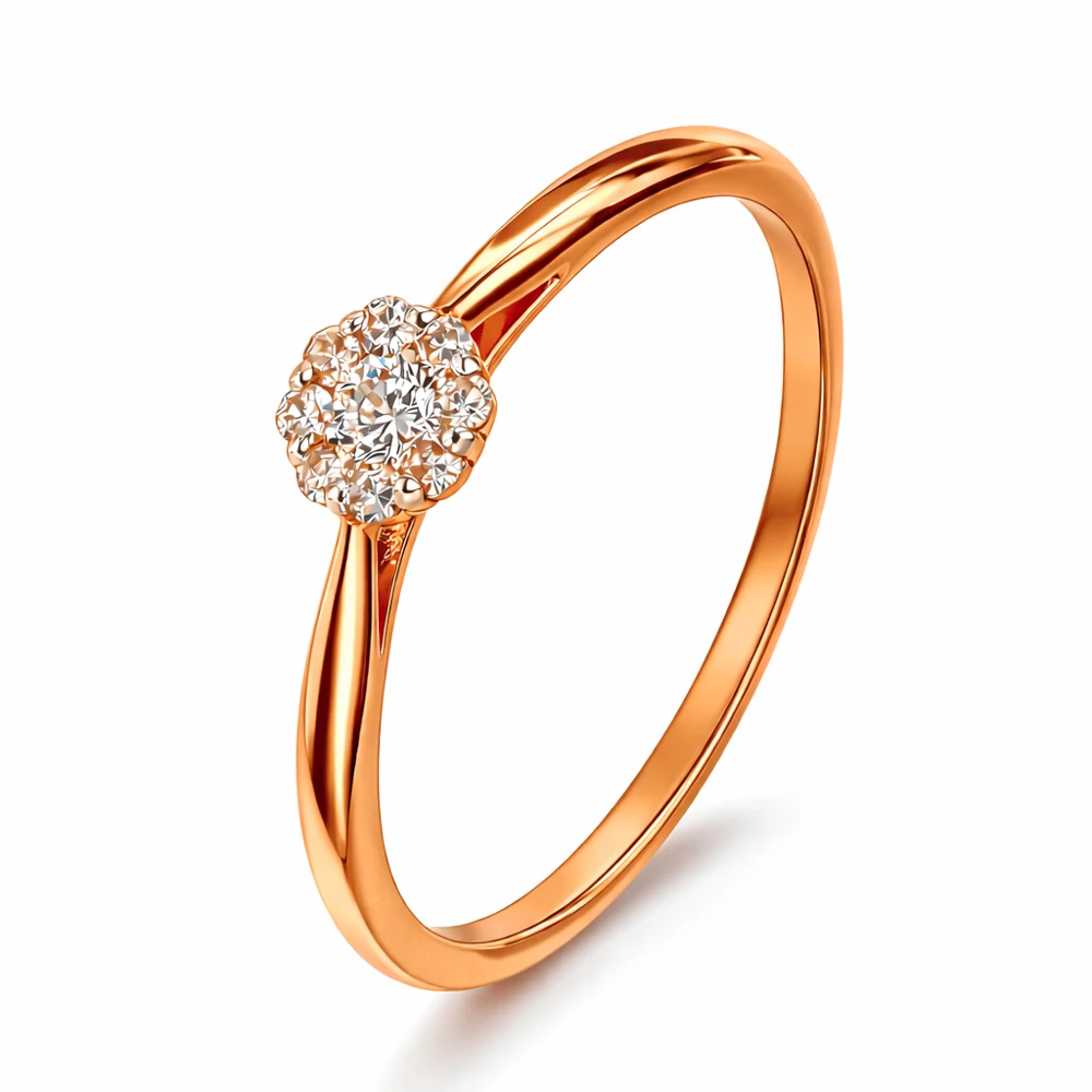 Кольцо с бриллиантами из красного золота 585 пробы Кольцо с бриллиантами из красного золота 585 пробы