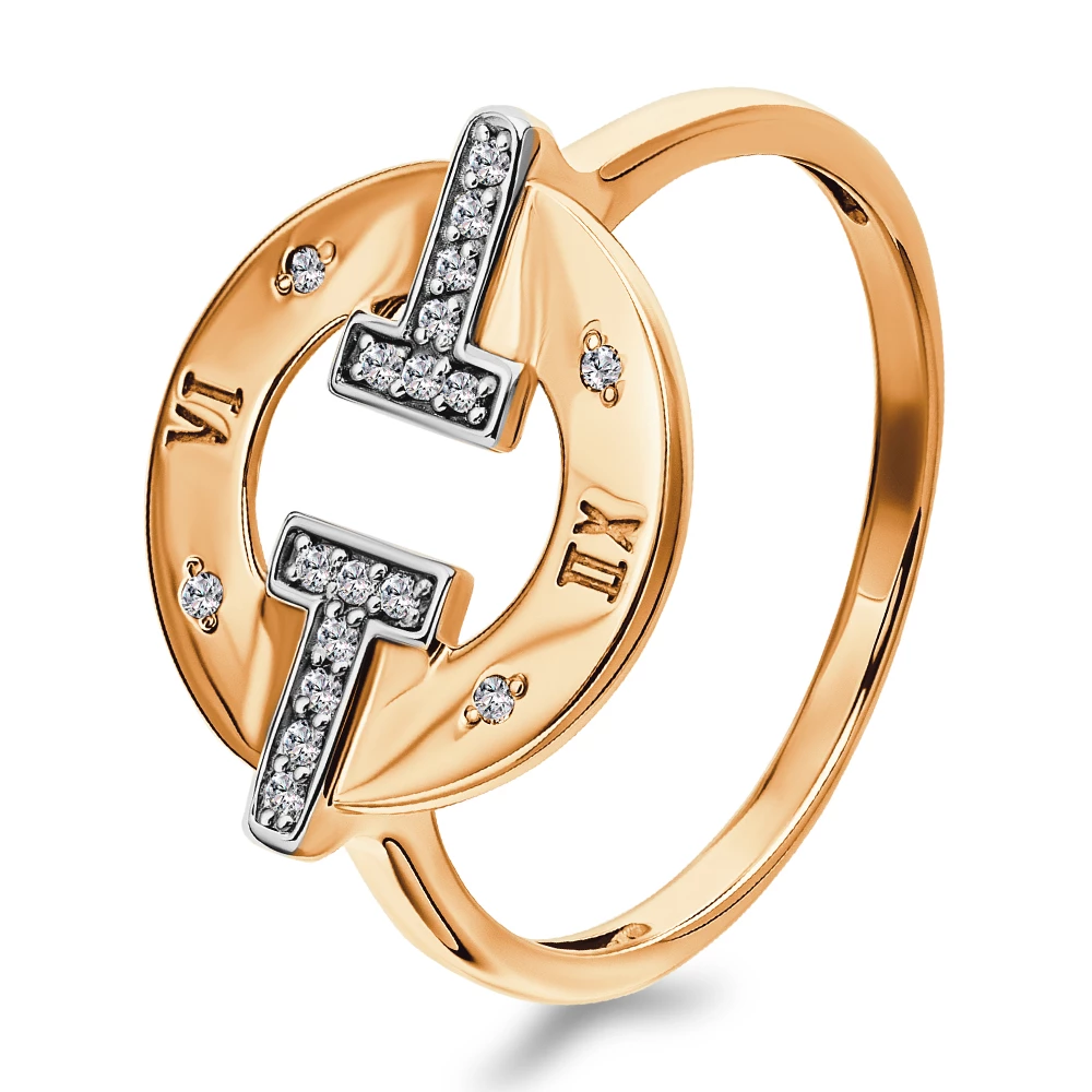 Кольцо с бриллиантами из красного золота 585 пробы Кольцо с бриллиантами из красного золота 585 пробы