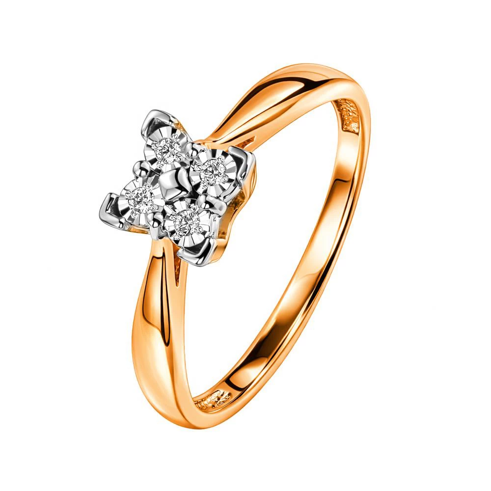 Кольцо с бриллиантами из красного золота 585 пробы