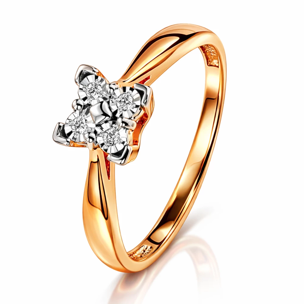 Кольцо с бриллиантами из красного золота 585 пробы