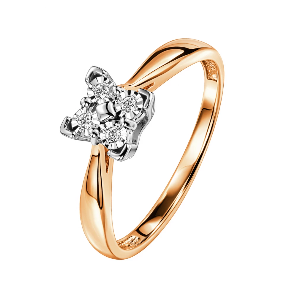 Кольцо с бриллиантами из красного золота 585 пробы