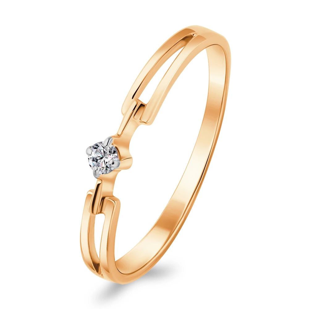 Кольцо с бриллиантом из красного золота 585 пробы 1