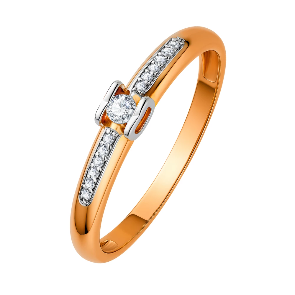 Кольцо с бриллиантами из красного золота 375 пробы