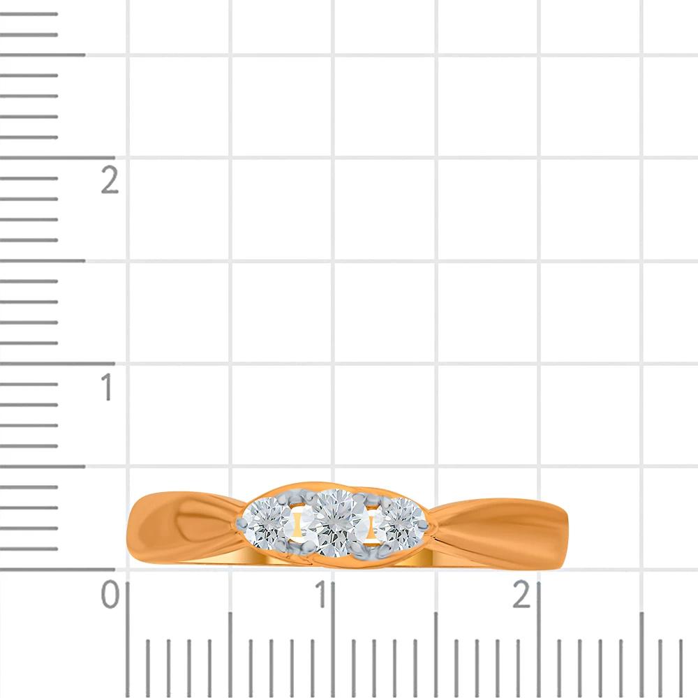 Кольцо с муассанитами из красного золота 585 пробы 2