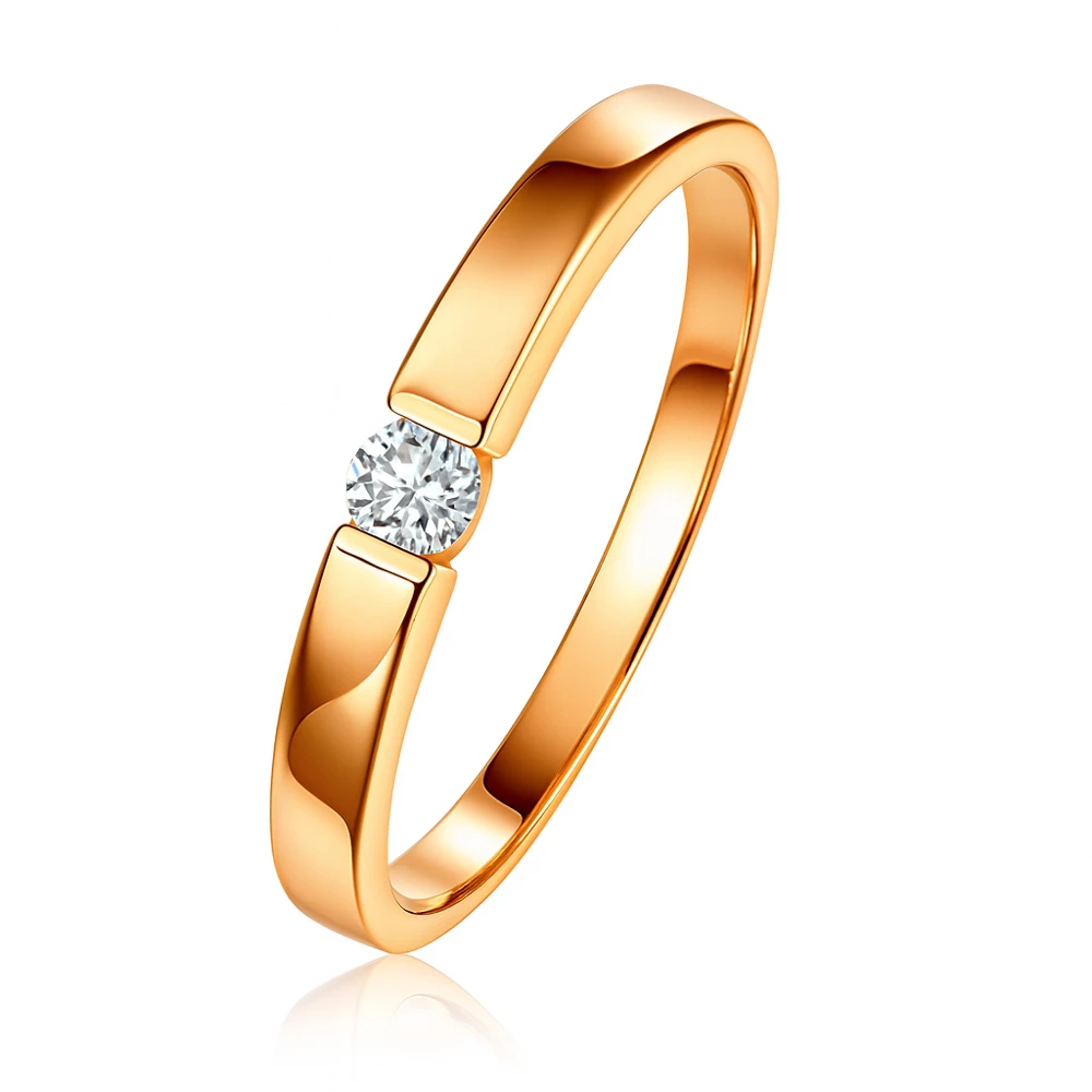 Кольцо с бриллиантом из красного золота 585 пробы 2