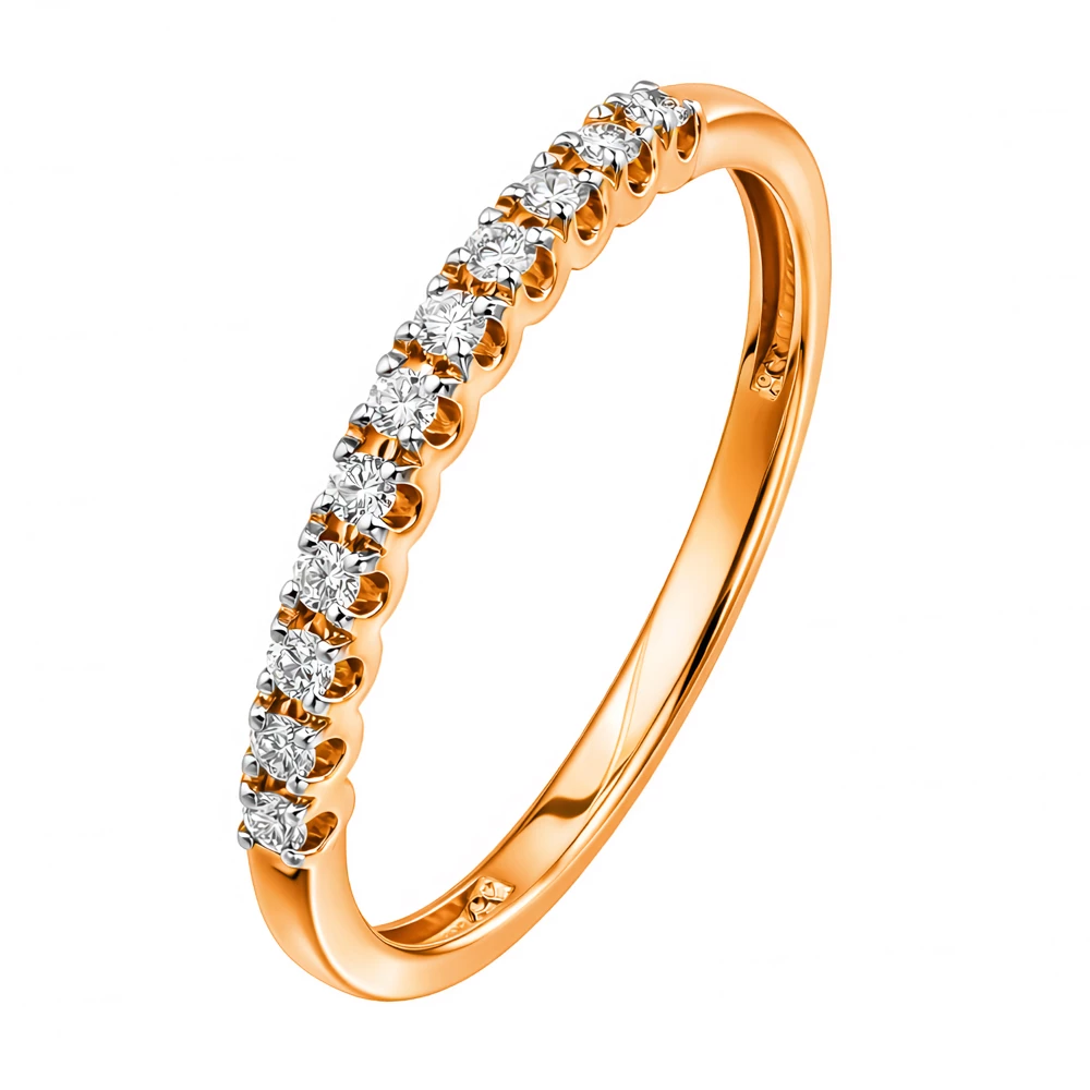 Кольцо с бриллиантами из красного золота 585 пробы