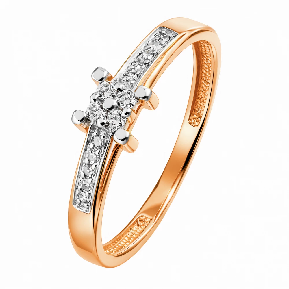 Кольцо с бриллиантами из красного золота 585 пробы