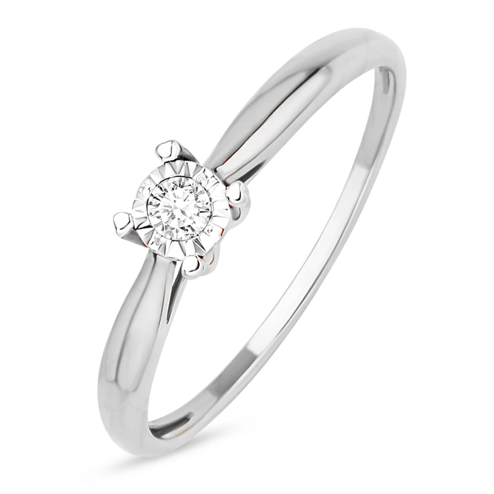 Кольцо с бриллиантом из белого золота 585 пробы