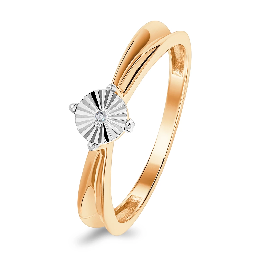 Кольцо с бриллиантом из красного золота 585 пробы 1