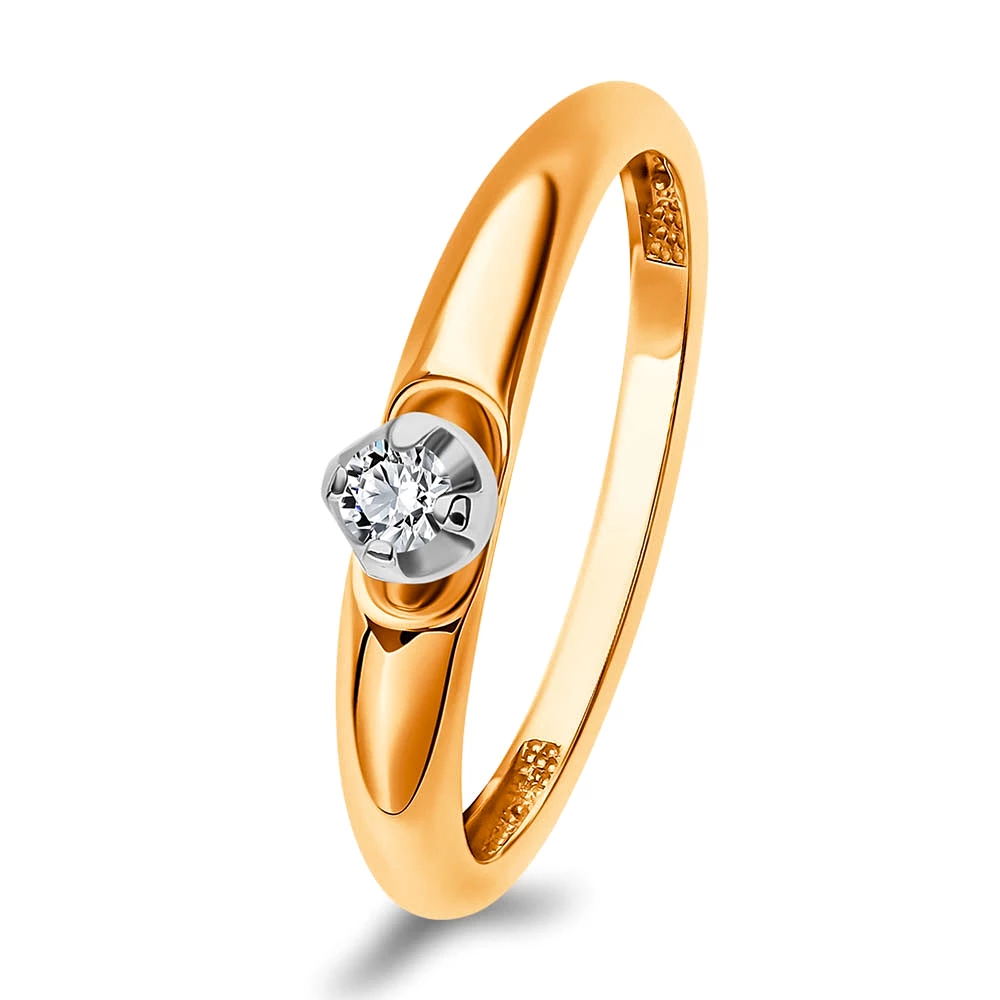 Кольцо с бриллиантом из красного золота 585 пробы