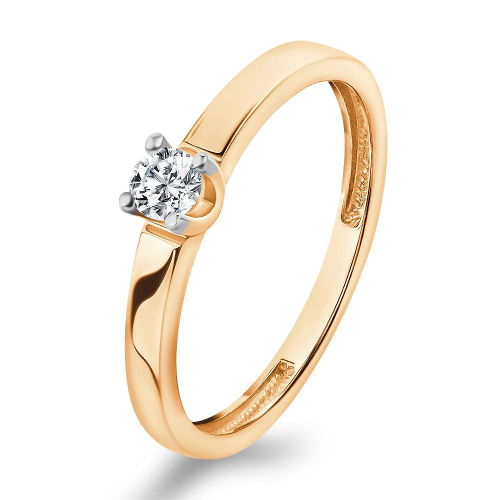 Кольцо с бриллиантом из красного золота 585 пробы