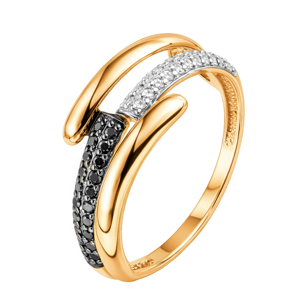 Кольцо с бриллиантами из красного золота 585 пробы