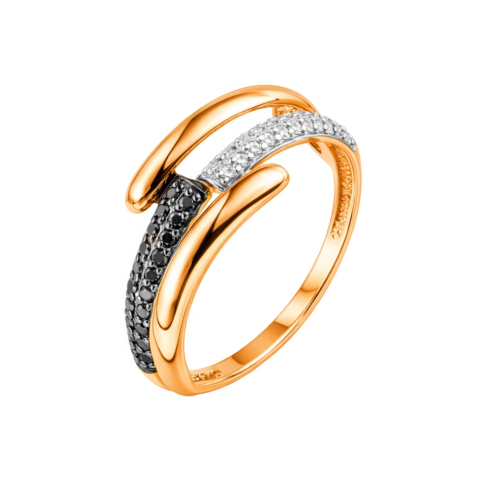 Кольцо с бриллиантами из красного золота 585 пробы