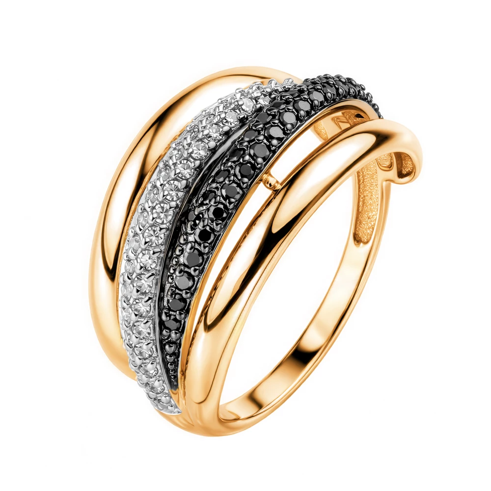 Кольцо с бриллиантами из красного золота 585 пробы