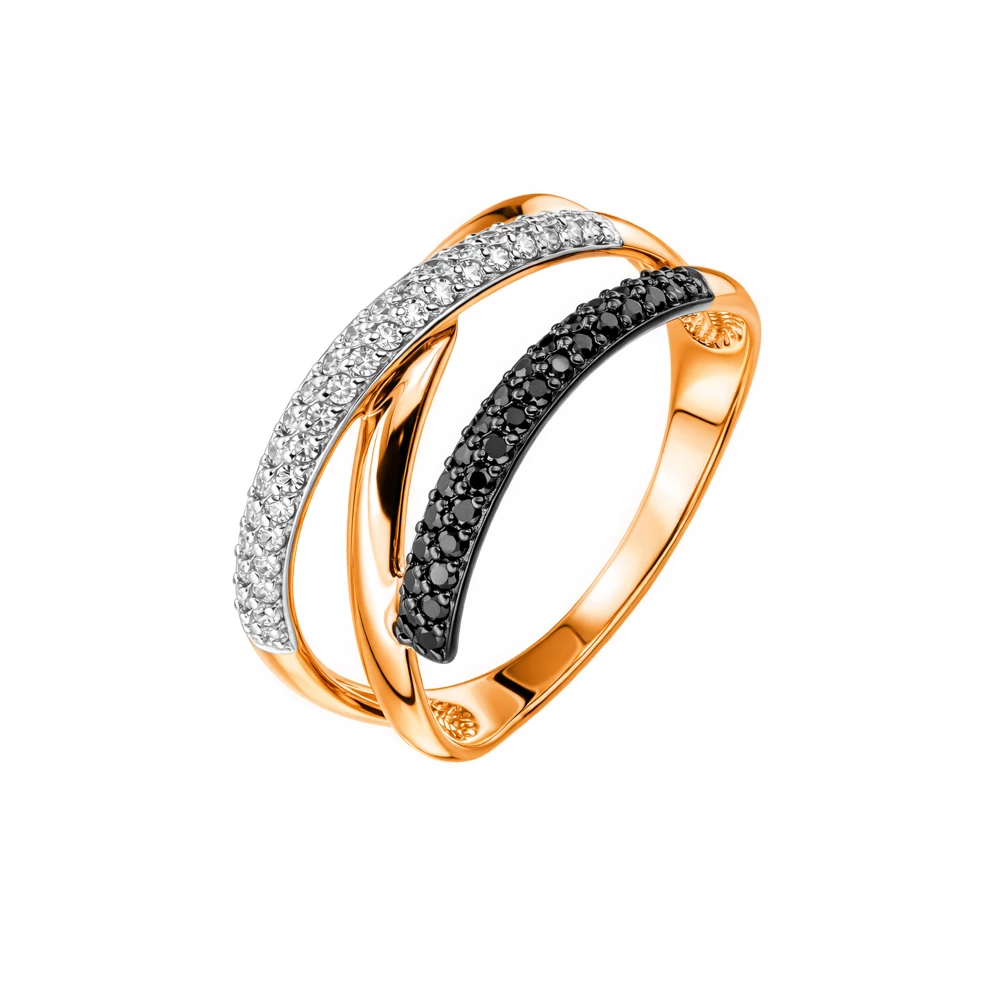 Кольцо с бриллиантами из красного золота 585 пробы