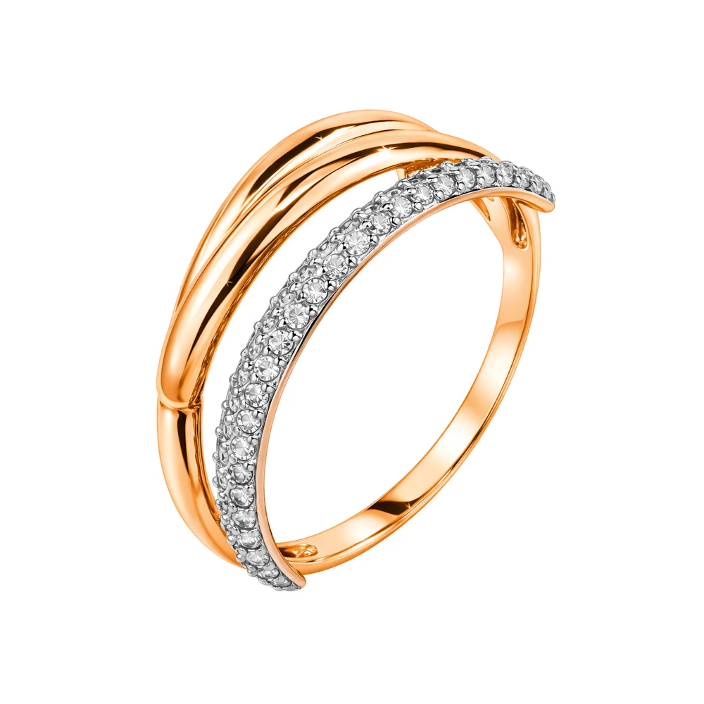 Кольцо с бриллиантами из красного золота 585 пробы