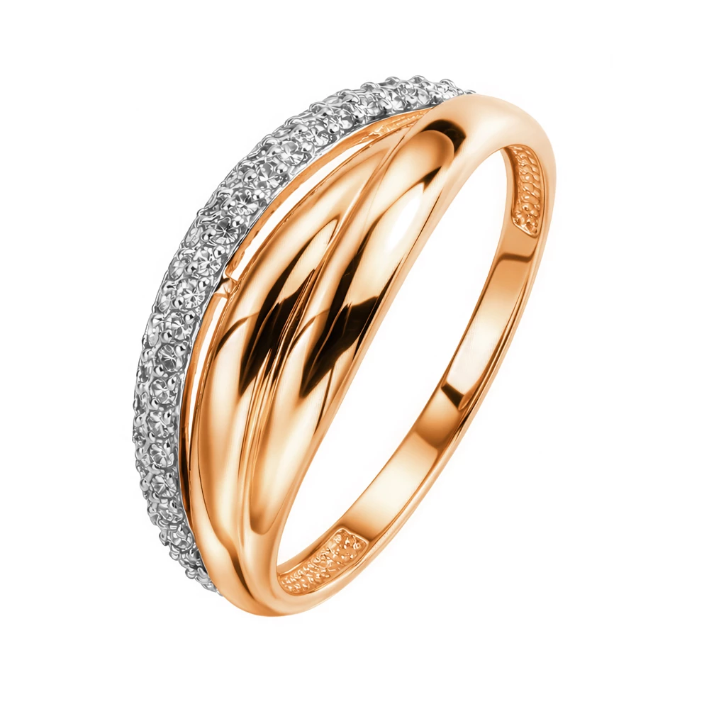 Кольцо с бриллиантами из красного золота 585 пробы