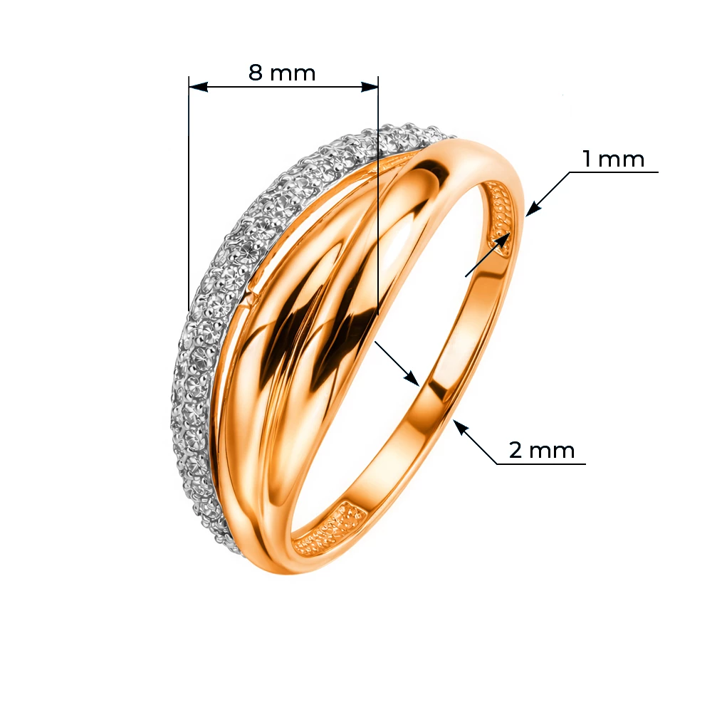 Кольцо с бриллиантами из красного золота 585 пробы