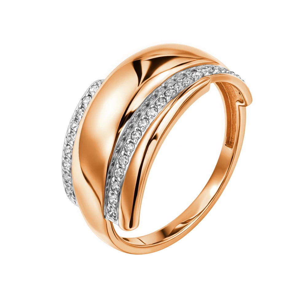 Кольцо с бриллиантами из красного золота 585 пробы