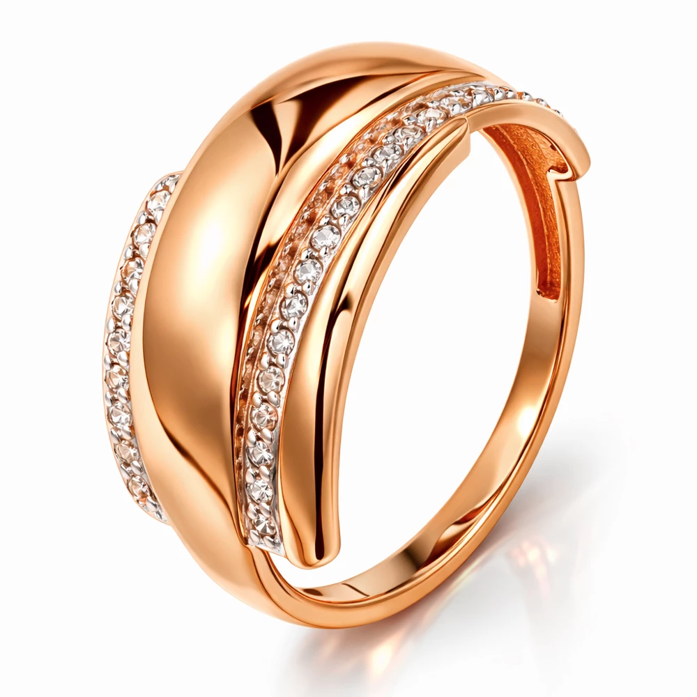 Кольцо с бриллиантами из красного золота 585 пробы