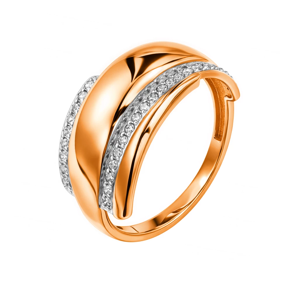 Кольцо с бриллиантами из красного золота 585 пробы