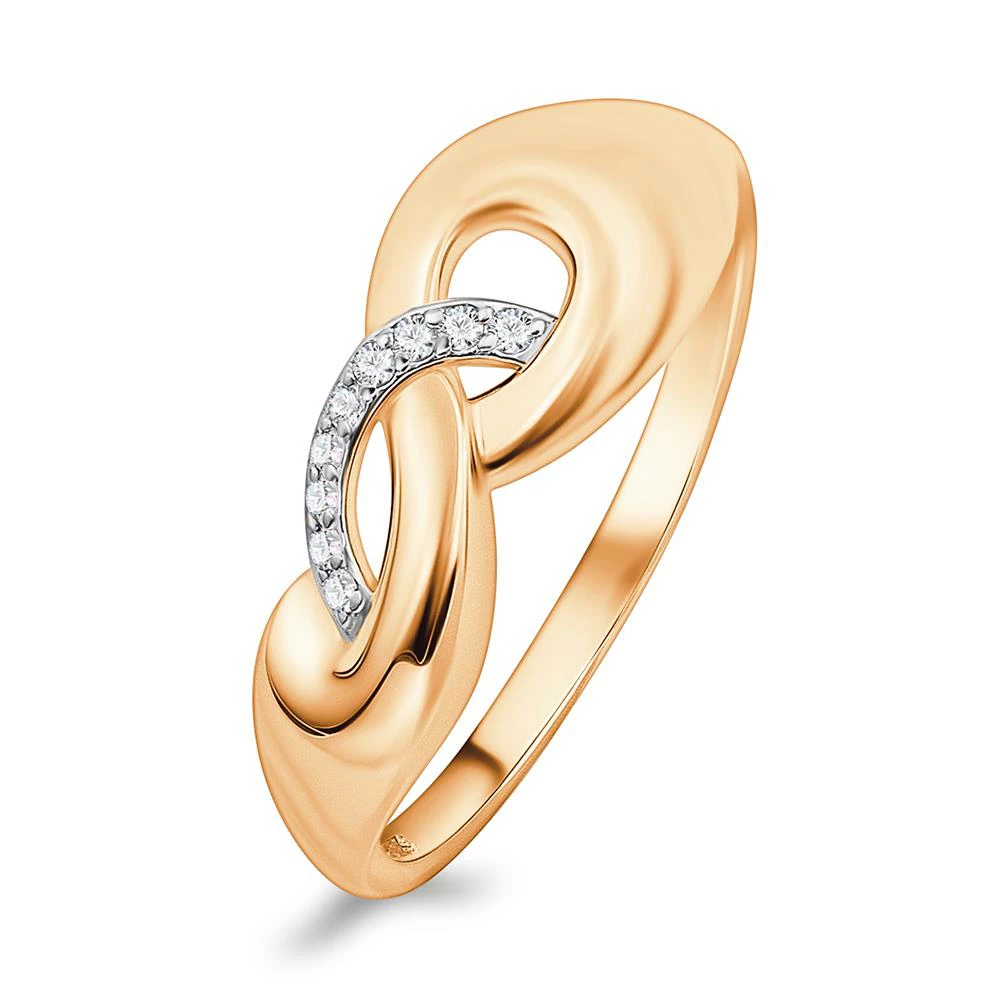 Кольцо с бриллиантами из красного золота 585 пробы Кольцо с бриллиантами из красного золота 585 пробы