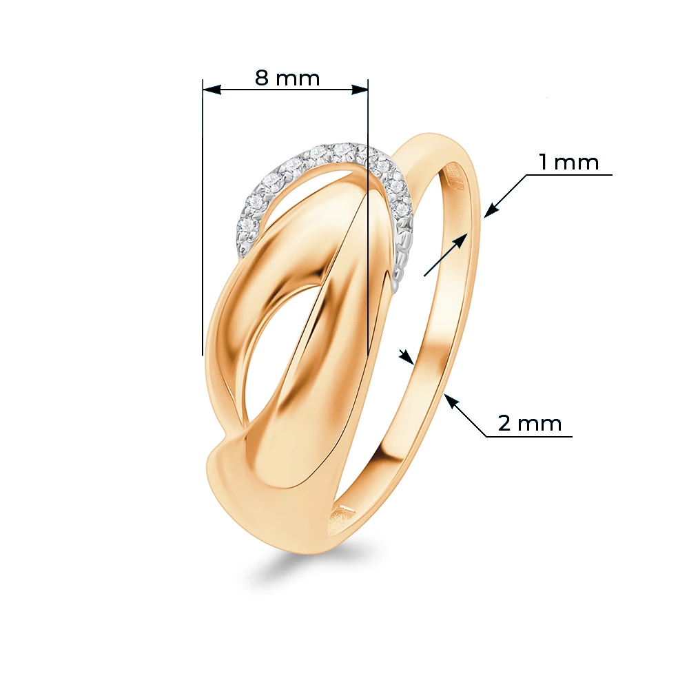 Кольцо с бриллиантами из красного золота 585 пробы