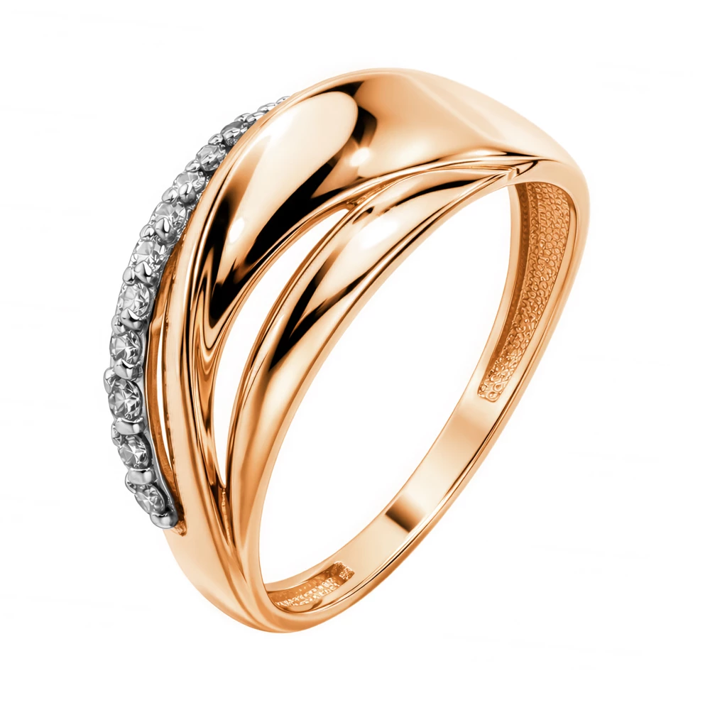 Кольцо с бриллиантами из красного золота 585 пробы