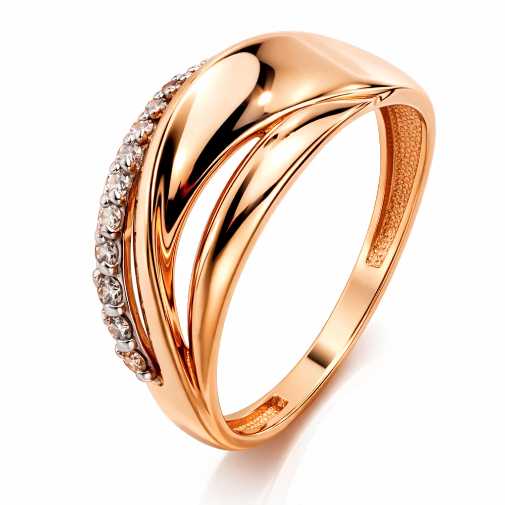 Кольцо с бриллиантами из красного золота 585 пробы